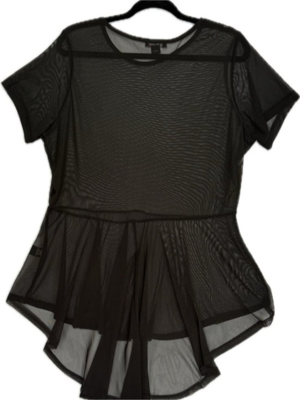 Sheer Black Mesh Peplum Top 2X - Picture 2 of 2